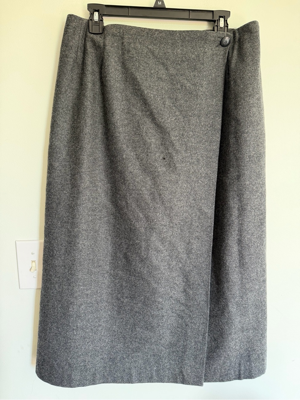 Vintage David Hollis  Grey Wool Blend Wrap Skirt Autumn Academia Library Chic
